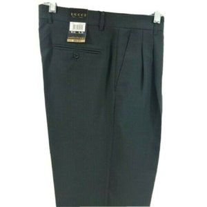 LUCCI Men's Charcoal Dress Pants Looks Green